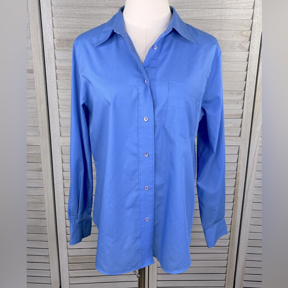 FOXCROFT Women's Wrinkle Free Button Down Shirt Blue-12P